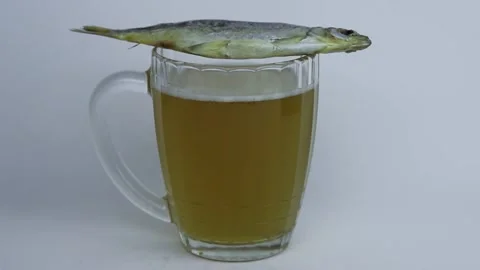 Composition Of Beer and Dried Fish Stock Footage 164479037