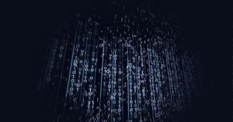 Composition of binary coding on black background Stock Illustration