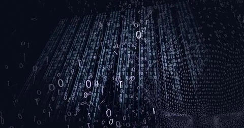 Composition of binary coding on black background 库存插图