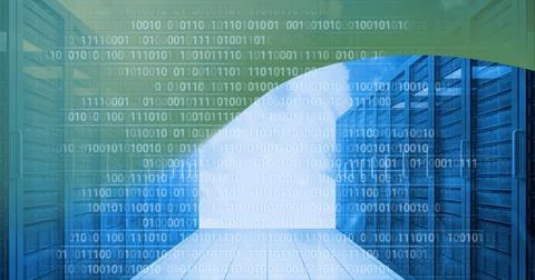 Composition of binary coding with computer servers Stock Illustration