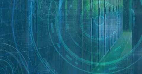 Composition of binary coding medical icons and data processing on screen on Illustrazione stock