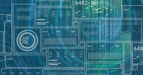 Composition of binary coding medical icons and data processing on screen on Stock Illustration