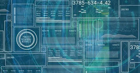 Composition of binary coding medical icons and data processing on screen on Illustrazione stock