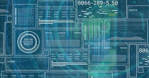 Composition of binary coding medical icons and data processing on screen on Illustrazione stock