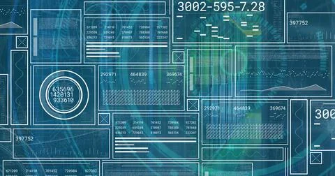 Composition of binary coding medical icons and data processing on screen on Illustrazione stock
