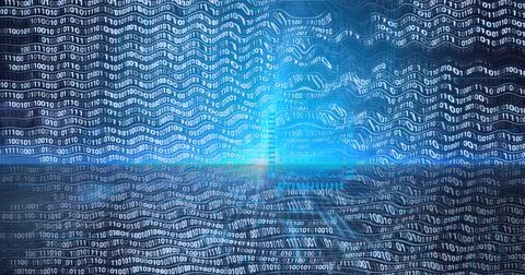 Composition of binary coding, online security padlock and computer circuit board 스톡 일러스트