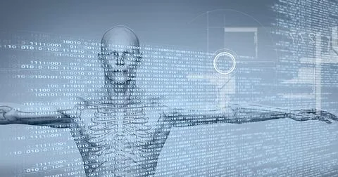 Composition of binary coding over human body 库存插图