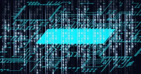 Composition of binary coding over processor and circuit board Stockillustratie