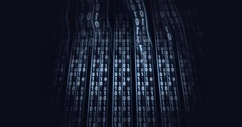 Composition of binary coding processing on black background Stock Illustration