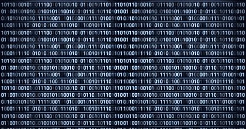 Composition of binary coding processing on black background 库存插图