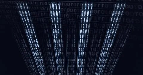 Composition of binary coding processing on black background イラスト素材