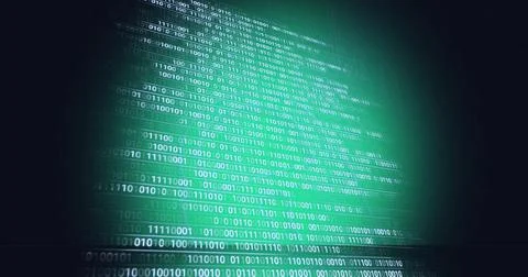 Composition of binary coding processing ove computer circuit board Stock Illustration