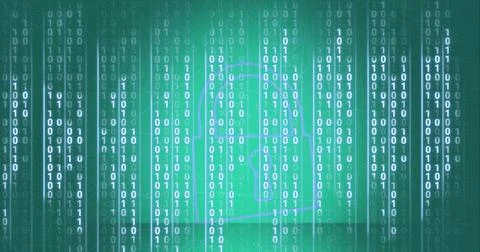 Composition of binary coding processing over online security padlock and Stockillustratie