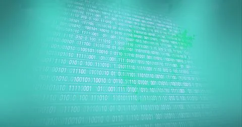 Composition of binary coding processing over computer circuit board Stock Illustration