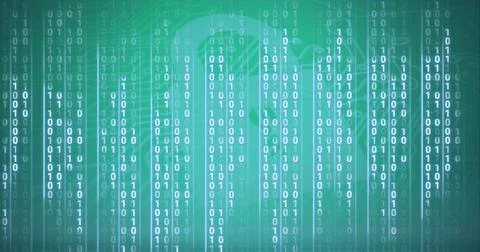Composition of binary coding processing over online security padlock and 스톡 일러스트