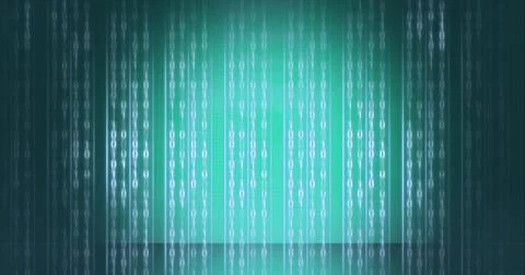 Composition of binary coding processing over green background Stock Illustration