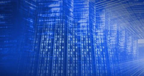 Composition of binary coding processing over computer servers Stock Illustration