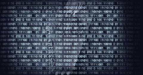 Composition of binary coding processing over computer circuit board Stock Illustration