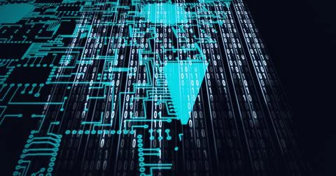 Composition of binary coding processing over computer circuit board Illustrazione stock
