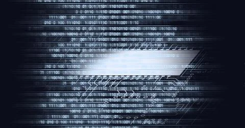 Composition of binary coding processing over computer circuit board Stock Illustration