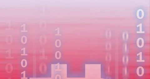 Composition of binary coding processing over pink background 库存照片