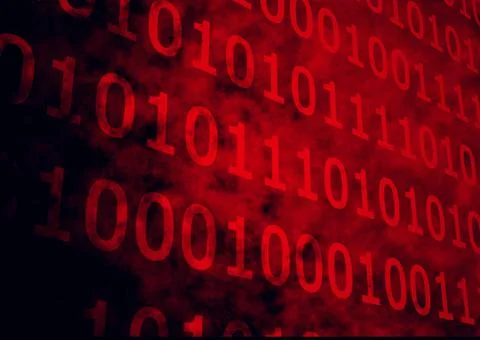 Composition of binary coding processing in red glowing letters Stock Illustration