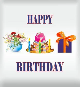 Composition for a birthday, Stock Illustration