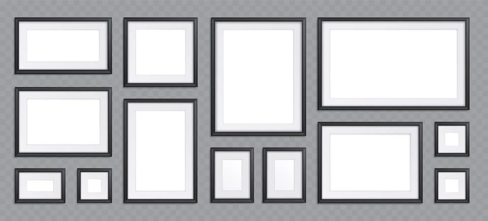 Composition of blank frames for pictures and photo Illustrazione stock