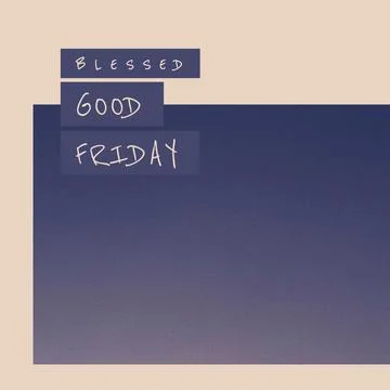 Composition of blessed good friday text over blue background Stock Illustration