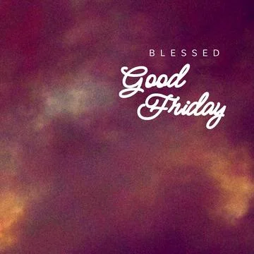 Composition of blessed good friday text over clouds Ilustração Stock