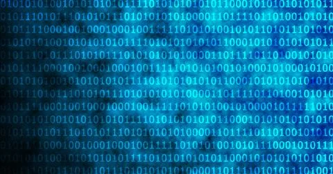 Composition of blue binary coding on blue background Stock Photos