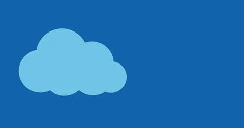 Composition of blue digital cloud and copy space on blue background Ilustração Stock