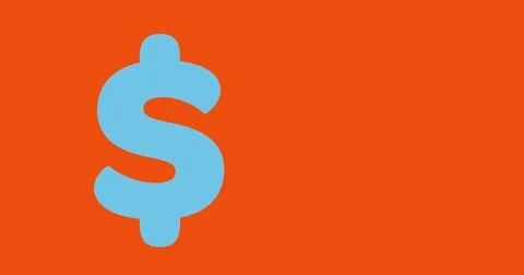 Composition of blue dollar sign over red background Ilustração Stock