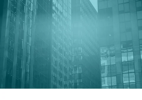 Composition of blue tint over modern office block buildings in a city Stock Illustration