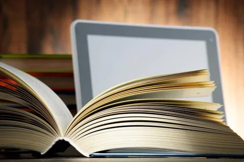 Composition with books and tablet computer. Composition with books and tab... Foto stock