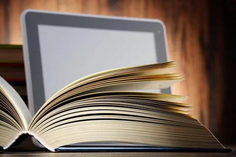 Composition with books and tablet computer. Composition with books and tab... Foto stock