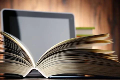 Composition with books and tablet computer. Composition with books and tab... Foto stock