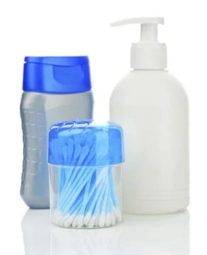 Composition of the bottles for care Stock Photos