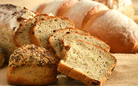 Composition with bread and rolls Foto stock