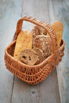 Composition with bread and rolls Stock Photos