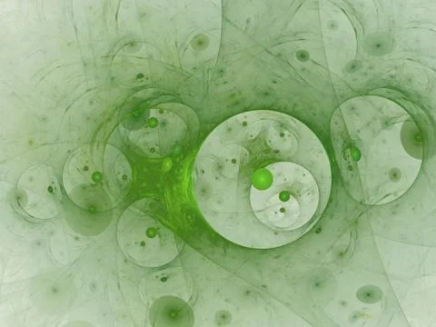 Composition of bubbles and circles and fractal elements with metaphorical rel Illustrazione stock