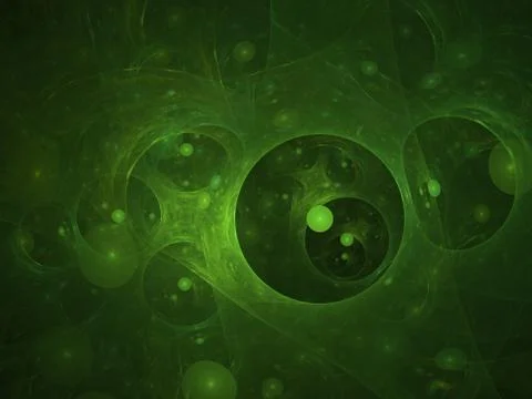 Composition of bubbles and circles and fractal elements with metaphorical rel Stock Illustration
