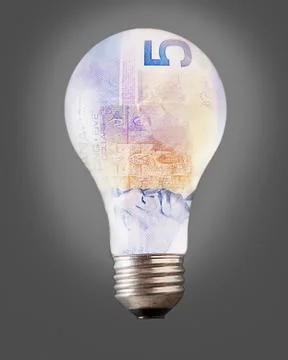 Composition of bulb and five canadian dollar banknote Stock Illustration