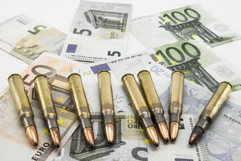 Composition with bullets and euros Stock Photos