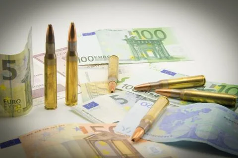 Composition with bullets and euros Stock Photos
