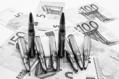 Composition with bullets and euros Stock Photos
