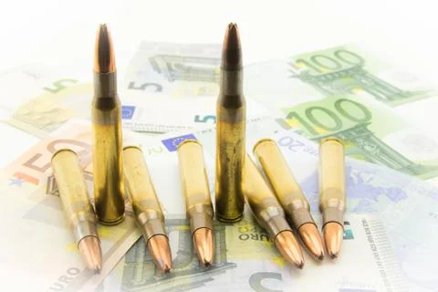 Composition with bullets and euros Stock Photos