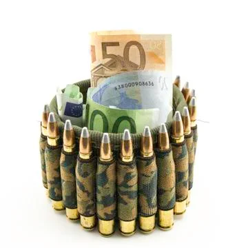 Composition with bullets and euros Foto stock