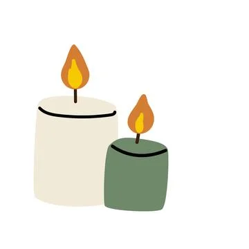 Composition of candles with flames. Stock Illustration