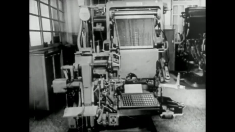 Composition, casting and distribution in mechanical typesetting as well as the Vídeos de archivo 79515619